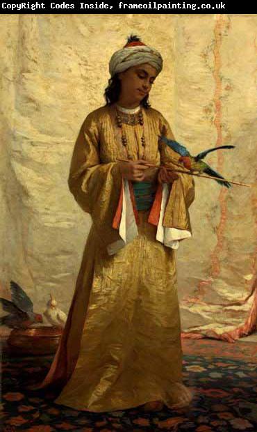 Henriette Ronner A Moorish Girl with Parakeet